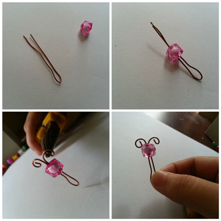 あなたの手でワイヤとビーズで作られた5つのシンプルなペンダント