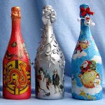 新年のボトルのデコパージュ