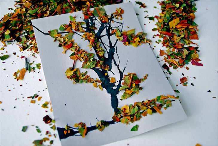 自然素材でできた秋の工芸品：写真