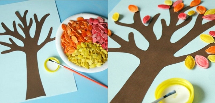 幼稚園や学校の自然素材から手作りの「秋の贈り物」を手工芸