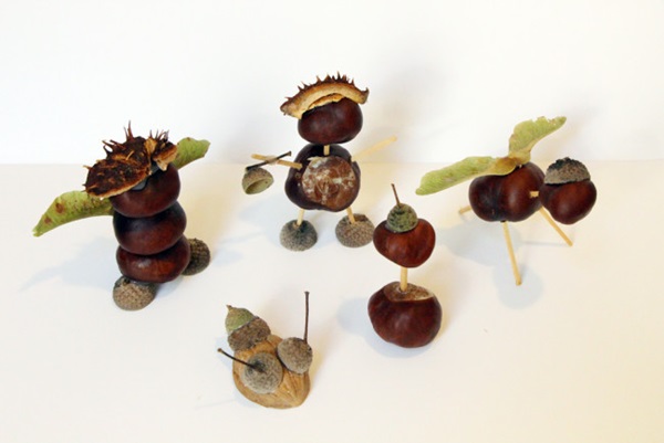 秋のテーマで栗の工芸品