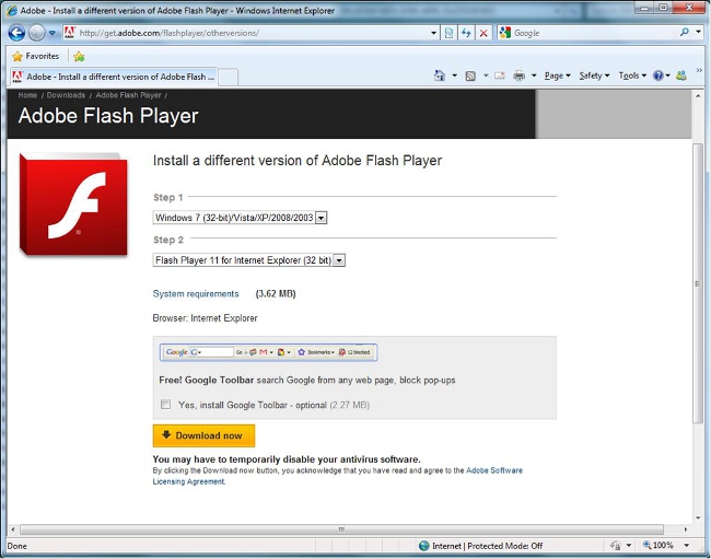 Adobe Flash Playerのインストール方法